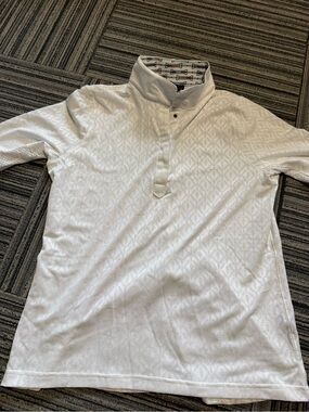 Kerrits White Long Sleeve Jacquard Polo